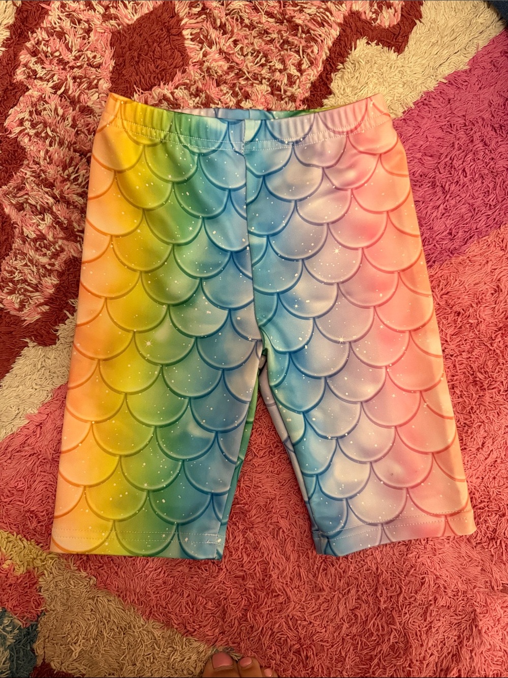Lola & the boys Rainbow Mermaid Scale Bike Shorts NWOT